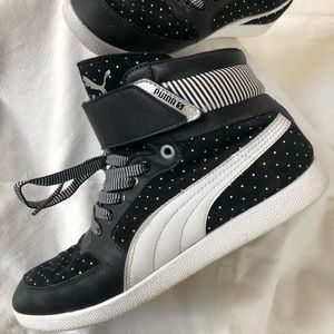 Puma Hightops, polka dots and stripes